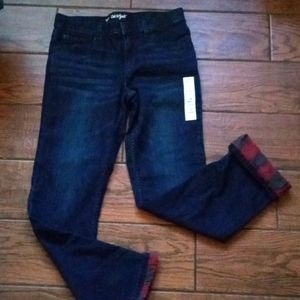 Nwot Boys Flannel Lined Denim Jeans 